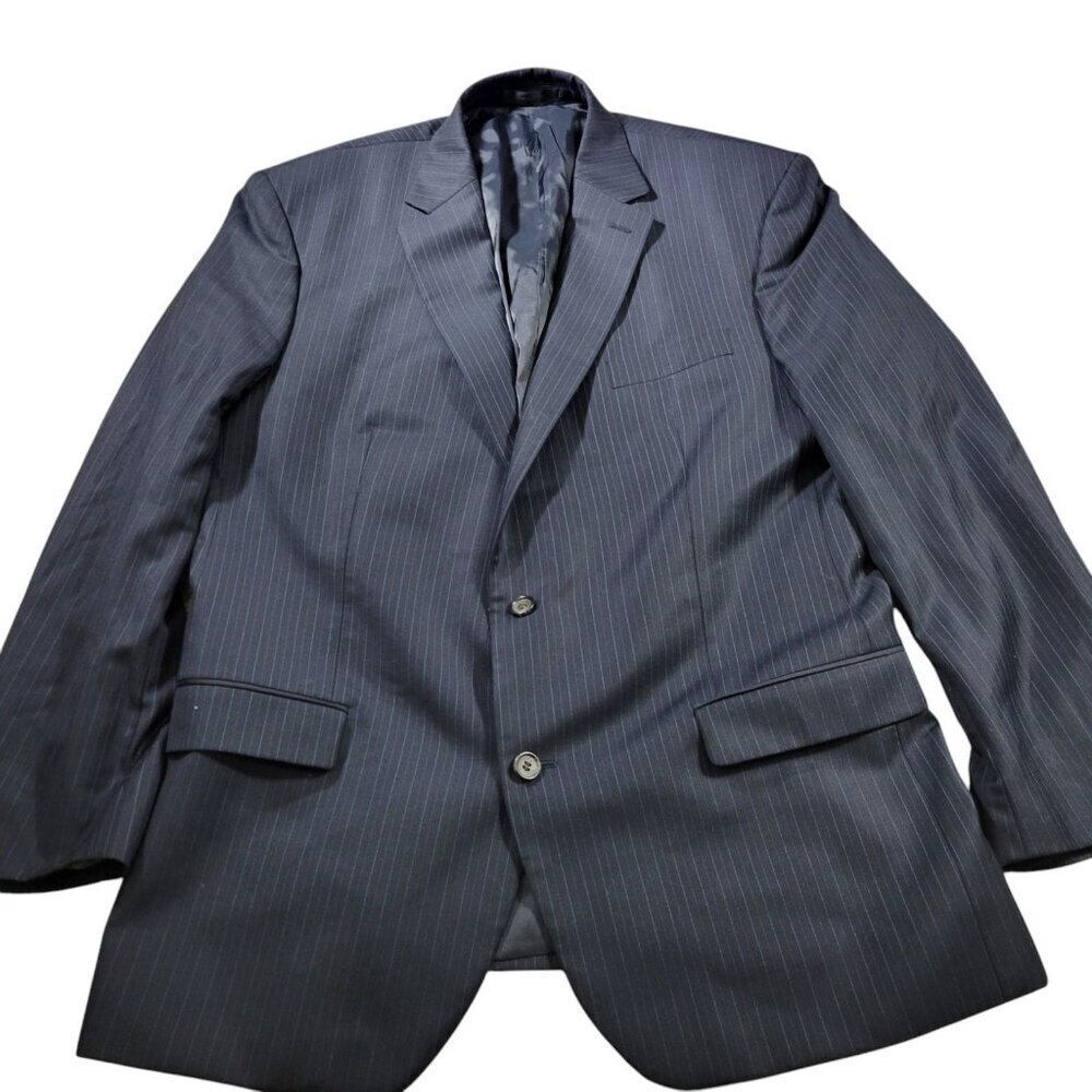 LAUREN Ralph Lauren Blazer Mens 46L Blue 100% Wool Pinstripe